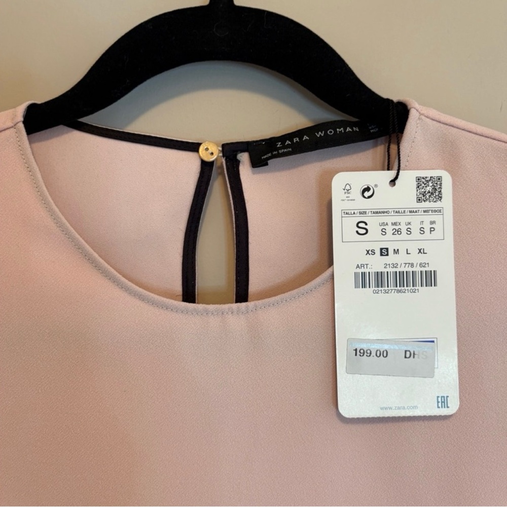 NWT Zara Blouse Size Small Pink Ruffles $199 Retail Barbie Pretty Girlie Office - Picture 4 of 10